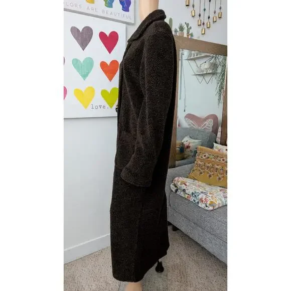 stephanie andrews sherpa teddy fleece maxi coat vintage medium - Picture 2 of 8